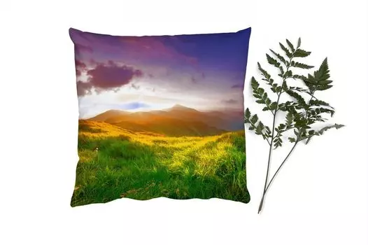 MuchoWow Декоративная подушка Диванная подушка Декоративная подушка для гостиной 45 x 45 см Горы - Солнце - Природа - Чехлы для подушек - Декоративные чехлы для подушек - Декоративные чехлы для подушек