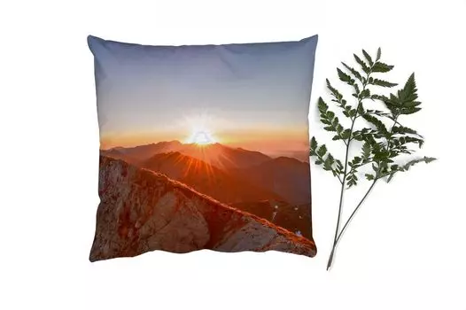 MuchoWow Декоративная подушка Диванная подушка Декоративная подушка для гостиной 50 x 50 см Гора - Пейзаж - Солнце - Наволочки - Украшение - Спальня