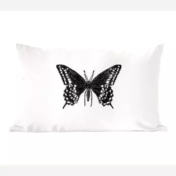 MuchoWow Декоративная подушка Диванная подушка Декоративная подушка для гостиной 50 x 30 см Бабочка - Животные - Ретро - Черно-белый - Чехлы на диванные подушки - без наполнителя