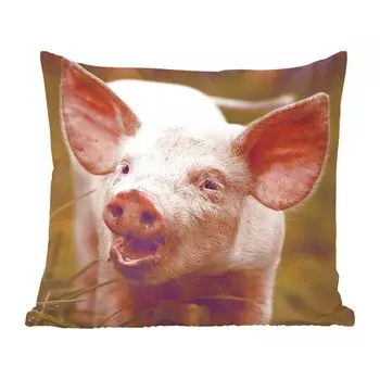 MuchoWow Декоративная подушка Диванная подушка Декоративная подушка для гостиной 45 x 45 см Свинья - Портрет - Животное - Чехлы для подушек - Декоративные чехлы для подушек - Декоративные чехлы для подушек