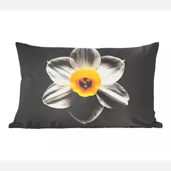 MuchoWow Декоративная подушка Диванная подушка Декоративная подушка для гостиной 60 x 40 см Белый цветок нарцисса на черном фоне - Чехлы для подушек - декоративные чехлы для подушек - декоративные чехлы для подушек