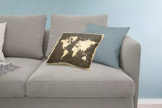 MuchoWow Декоративная подушка Диванная подушка Декоративная подушка для гостиной 60 x 40 см Карта мира - Винтаж - Мрамор - Чехлы для подушек - Декоративные чехлы для подушек - Декоративные чехлы для подушек