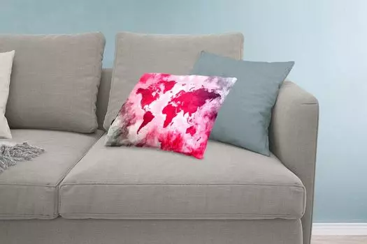 MuchoWow Декоративная подушка Диванная подушка Декоративная подушка для гостиной 60 x 40 см Карта мира - Красный - Черный - Чехлы для подушек - Декоративные чехлы для подушек - Декоративные чехлы для подушек