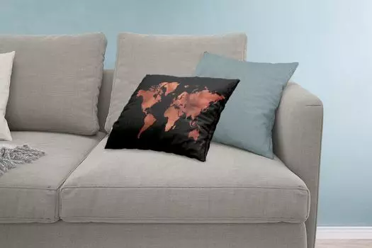 MuchoWow Декоративная подушка Диванная подушка Декоративная подушка для гостиной 60 x 40 см Карта мира - Черный - Красный - Чехлы для подушек - Декоративные чехлы для подушек - Декоративные чехлы для подушек