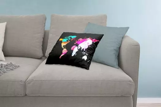 MuchoWow Декоративная подушка Диванная подушка Декоративная подушка для гостиной 60 x 40 см Карта мира - Акварель - Радуга - Чехлы для подушек - Декоративные чехлы для подушек - Декоративные чехлы для подушек, мультиколор