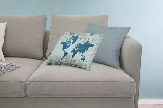 MuchoWow Декоративная подушка Диванная подушка Декоративная подушка для гостиной 60 x 40 см Карта мира - Серый - Синий - Чехлы на подушки - Декоративные чехлы на подушки - Декоративные чехлы на подушки