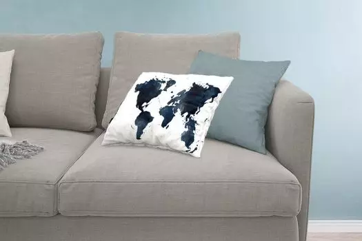 MuchoWow Декоративная подушка Диванная подушка Декоративная подушка для гостиной 60 x 40 см Карта мира - Абстракция - Синий - Чехлы на подушки - Декоративные чехлы на подушки - Декоративные чехлы на подушки