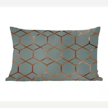 MuchoWow Декоративная подушка Диванная подушка Декоративная подушка для гостиной 60 x 40 см Узор - Синий - Роскошь - Бронзовый - Чехлы для подушек - Декоративные чехлы для подушек - Декоративные чехлы для подушек