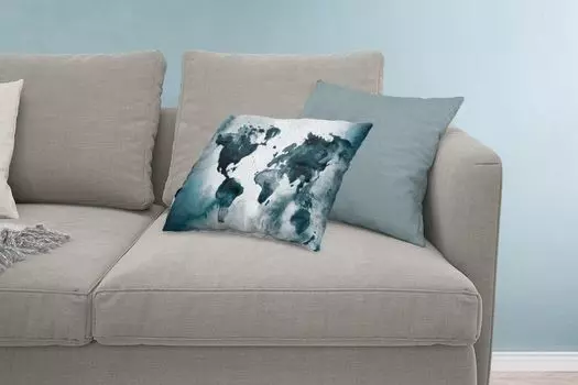 MuchoWow Декоративная подушка Диванная подушка Декоративная подушка для гостиной 60 x 40 см Карта мира - Абстракция - Акварель - Чехлы для подушек - Декоративные чехлы для подушек - Декоративные чехлы для подушек