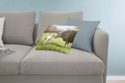 MuchoWow Декоративная подушка Диванная подушка Декоративная подушка для гостиной 60 x 40 см Овца - Солнце - Трава - Чехлы для подушек - Декоративные чехлы для подушек - Декоративные чехлы для подушек