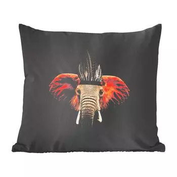 MuchoWow Декоративная подушка Диванная подушка Декоративная подушка для гостиной 50 x 50 см Слон - Перья - Шляпа - Чехлы на подушки - Украшение - Спальня