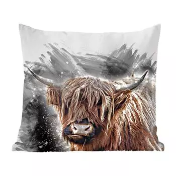 MuchoWow Декоративная подушка Диванная подушка Декоративная подушка для гостиной 60 x 60 см Портрет шотландского горца - Абстракция - Наволочка - Хлопчатобумажная ткань - Декоративные наволочки
