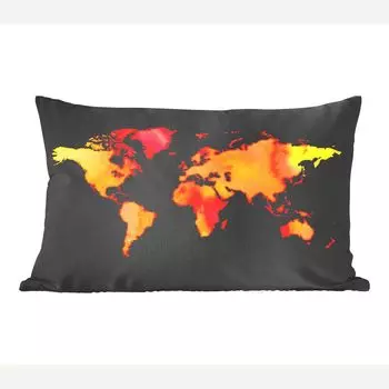 MuchoWow Декоративная подушка Диванная подушка Декоративная подушка для гостиной 50 x 30 см Карта мира - Акварель - Чехлы на диванные подушки - без наполнителя
