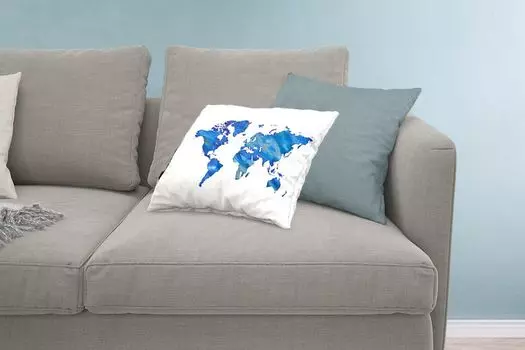 MuchoWow Декоративная подушка Диванная подушка Декоративная подушка для гостиной 60 x 40 см Карта мира - Акварель - Минимализм - Чехлы для подушек - Декоративные чехлы для подушек - Декоративные чехлы для подушек