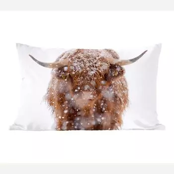 MuchoWow Декоративная подушка Диванная подушка Декоративная подушка для гостиной 60 x 40 см Шотландский горец - Снег - Зима - Чехлы для подушек - Декоративные чехлы для подушек - Декоративные чехлы для подушек