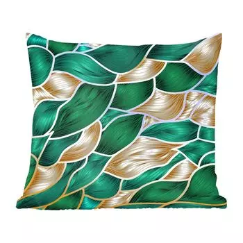 MuchoWow Декоративная подушка Диванная подушка Декоративная подушка для гостиной 60 x 60 см Абстрактный фон с золотым и зеленым - Чехол на подушку - Хлопчатобумажная ткань - Декоративные наволочки, мультиколор