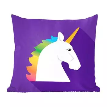 MuchoWow Декоративная подушка Диванная подушка Декоративная подушка для гостиной 45 x 45 см Детская иллюстрация Единорог на фиолетовом фоне - Чехлы для подушек - Декоративные чехлы для подушек - Декоративные чехлы для подушек