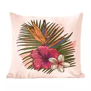MuchoWow Декоративная подушка Диванная подушка Декоративная подушка для гостиной 45 x 45 см Цветы - Тропический - Розовый - Чехлы на подушки - Декоративные чехлы на подушки - Декоративные наволочки