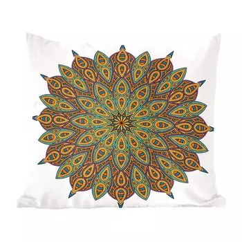 MuchoWow Декоративная подушка Диванная подушка Декоративная подушка для гостиной 45 x 45 см Мандала в форме листа - Чехлы для подушек - Декоративные чехлы для подушек - Декоративные чехлы для подушек