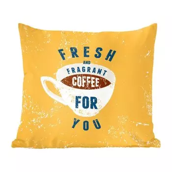 MuchoWow Декоративная подушка Диванная подушка Декоративная подушка для гостиной 40 x 40 см Кофе - Ретро - Свежий и ароматный кофе для вас - Пословицы - Цитаты - Чехлы на диванные подушки - без наполнителя
