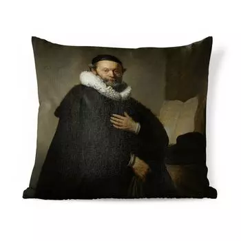 MuchoWow Декоративная подушка Диванная подушка Декоративная подушка для гостиной 45 x 45 см Портрет Йоханнеса Втенбогерта - Рембрандт ван Рейн - Чехлы на подушки - Декоративные наволочки - Декоративные наволочки