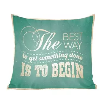 MuchoWow Декоративная подушка Диванная подушка Декоративная подушка для гостиной 40 x 40 см Лучший способ добиться чего-то - «начать с этого» - цитаты - пословицы - чехлы на диванные подушки - без наполнителя