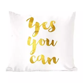 MuchoWow Декоративная подушка Диванная подушка Декоративная подушка для гостиной 45 x 45 см Пословицы - «Да, ты можешь» - Цитаты - Чехлы для подушек - Декоративные чехлы для подушек - Декоративные чехлы для подушек
