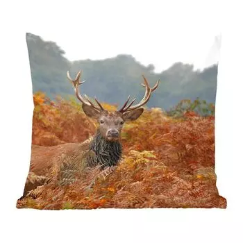 MuchoWow Декоративная подушка Диванная подушка Декоративная подушка для гостиной 60 x 60 см Олень - Дерево - Осень - Наволочка - Хлопчатобумажная ткань - Декоративные наволочки