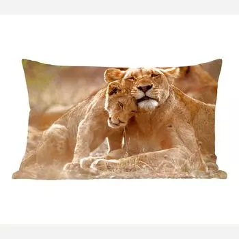 MuchoWow Декоративная подушка Диванная подушка Декоративная подушка для гостиной 60 x 40 см Лев - Дикие животные - Детеныш - Чехлы на подушки - Декоративные наволочки - Декоративные наволочки