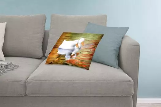 MuchoWow Декоративная подушка Диванная подушка Декоративная подушка для гостиной 60 x 40 см Утки - Вода - Отражение - Семья - Чехлы на подушки - Декоративные чехлы на подушки - Декоративные чехлы на подушки