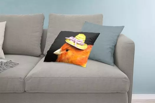 MuchoWow Декоративная подушка Диванная подушка Декоративная подушка для гостиной 60 x 40 см Птица - Шляпа - Оранжевый - Чехлы для подушек - Декоративные чехлы для подушек - Декоративные чехлы для подушек