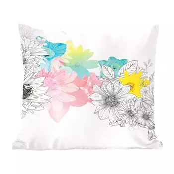 MuchoWow Декоративная подушка Диванная подушка Декоративная подушка для гостиной 45 x 45 см Цветной рисунок с цветочным узором - Чехлы для подушек - Декоративные чехлы для подушек - Декоративные чехлы для подушек