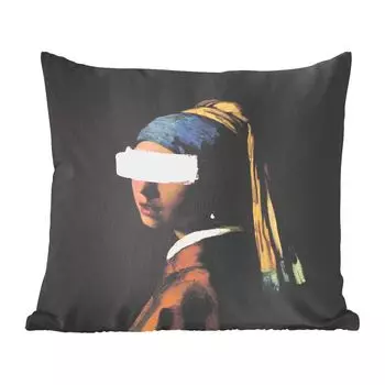 MuchoWow Декоративная подушка Диванная подушка Декоративная подушка для гостиной 45 x 45 см Девушка с жемчужной сережкой - Vermeer - Искусство - Чехлы для подушек - Декоративные чехлы для подушек - Декоративные чехлы для подушек