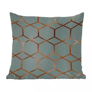 MuchoWow Декоративная подушка Диванная подушка Декоративная подушка для гостиной 45 x 45 см Узор - Роскошный - Бронзовый - Синий - Чехлы на подушки - Декоративные чехлы на подушки - Декоративные чехлы на подушки