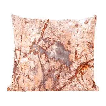 MuchoWow Декоративная подушка Диванная подушка Декоративная подушка для гостиной 60 x 60 см Мрамор - Оранжевый - Серый - Роскошь - Чехол на подушку - Хлопчатобумажная ткань - Декоративные наволочки