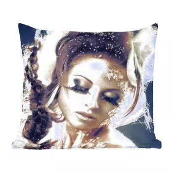 MuchoWow Декоративная подушка Диванная подушка Декоративная подушка для гостиной 45 x 45 см Женщина - Золото - Тени для век - Чехлы для подушек - Декоративные чехлы для подушек - Декоративные чехлы для подушек