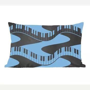 MuchoWow Декоративная подушка Диванная подушка Декоративная подушка для гостиной 60 x 40 см Узор - Фортепиано - Синий - 20-е годы - Чехлы для подушек - Декоративные чехлы для подушек - Декоративные чехлы для подушек