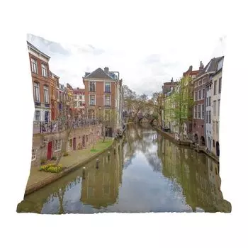 MuchoWow декоративная подушка диванная подушка для гостиной декоративная подушка 40x40 см архитектура - Утрехт - канал - чехлы на диванные подушки - без наполнителя