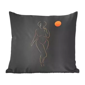 MuchoWow декоративная подушка диванная подушка для гостиной декоративная подушка 40x40 см женщина - луна - золото - рисунок линий - чехлы на диванные подушки - без наполнителя