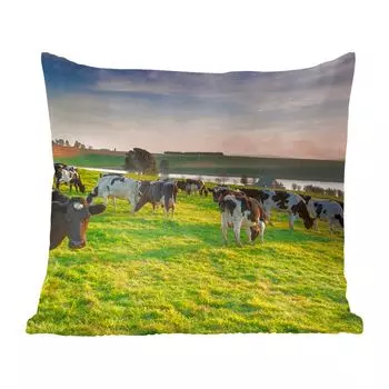 MuchoWow декоративная подушка диванная подушка для гостиной декоративная подушка 60x60 см коровы - трава - закат