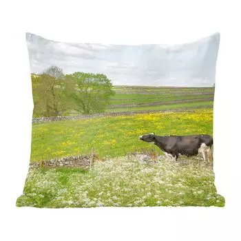 MuchoWow декоративная подушка диванная подушка для гостиной декоративная подушка 40х40 см корова - цветы - животные - чехлы на диванные подушки - без наполнителя