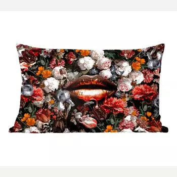 MuchoWow декоративная подушка диванная подушка для гостиной декоративная подушка 50 х 30 см губы - цветы - цвет - оранжевый - искусство - абстракция - старые мастера - чехлы на диванные подушки - без наполнителя