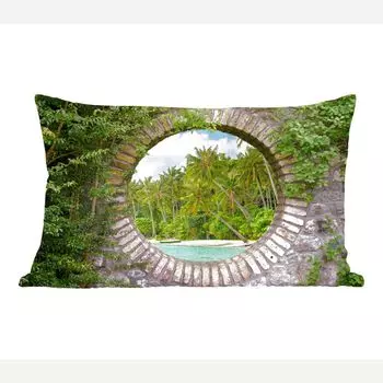 MuchoWow декоративная подушка диванная подушка для гостиной декоративная подушка 50 x 30 см вид - пальма - тропики - пляж - море - чехлы на диванные подушки - без наполнителя