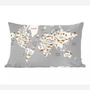 MuchoWow декоративная подушка диванная подушка для гостиной декоративная подушка 50 х 30 см карта мира - детская комната - динозавры - мальчики - девочки - дети - чехлы на диванные подушки - без наполнителя