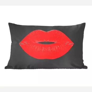 MuchoWow декоративная подушка диванная подушка для гостиной декоративная подушка 50x30 см губы - красный - черный - чехлы на диванные подушки - без наполнителя