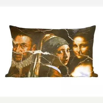 MuchoWow декоративная подушка диванная подушка для гостиной декоративная подушка 50х30 см Девушка с жемчужной сережкой - Вильгельм Оранский - Мона Лиза - чехлы на диванные подушки - без наполнителя