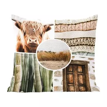MuchoWow декоративная подушка диванная подушка для гостиной декоративная подушка 40 x 40 см Scottish Highlander - Collage - Bohemian - чехлы на диванные подушки - без наполнителя