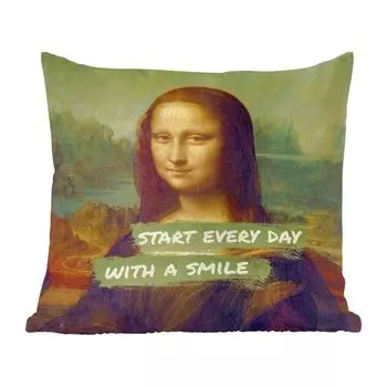 MuchoWow декоративная подушка диванная подушка для гостиной декоративная подушка 40 x 40 см Мона Лиза - цитата - Да Винчи - чехлы на диванные подушки - без наполнителя