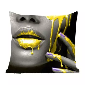 MuchoWow декоративная подушка диванная подушка для гостиной декоративная подушка 40x40 см губы - желтый - черный - чехлы на диванные подушки - без наполнителя