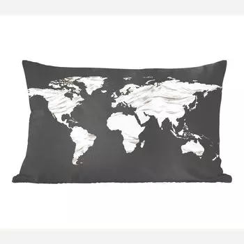 MuchoWow декоративная подушка диванная подушка для гостиной декоративная подушка 50x30 см карта мира - бежевый - черный - чехлы на диванные подушки - без наполнителя